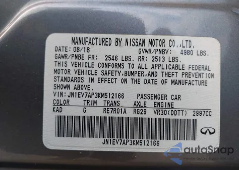 2019 Infiniti Q50 3.0T Luxe from USA, damaged, VIN JN1EV7AP3KM512166